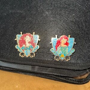 Set of 2 Disney Jeweled Princess Crest Pins